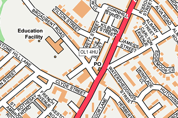 OL1 4HU map - OS OpenMap – Local (Ordnance Survey) OL1 4HU map - OS OpenMap – Local (Ordnance Survey)