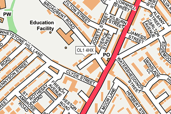 OL1 4HX map - OS OpenMap – Local (Ordnance Survey) OL1 4HX map - OS OpenMap – Local (Ordnance Survey)
