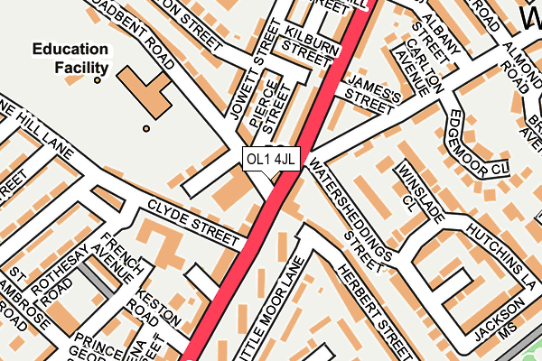 OL1 4JL map - OS OpenMap – Local (Ordnance Survey) OL1 4JL map - OS OpenMap – Local (Ordnance Survey)