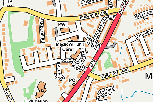 OL1 4RU map - OS OpenMap – Local (Ordnance Survey) OL1 4RU map - OS OpenMap – Local (Ordnance Survey)