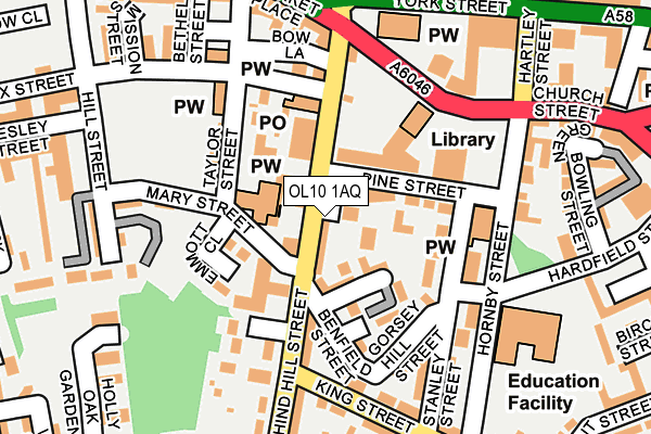 OL10 1AQ map - OS OpenMap – Local (Ordnance Survey)