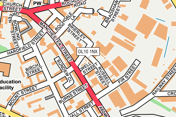 OL10 1NX map - OS OpenMap – Local (Ordnance Survey)