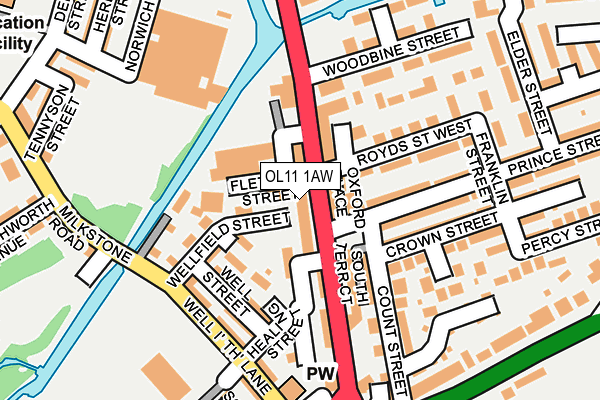 OL11 1AW map - OS OpenMap – Local (Ordnance Survey) OL11 1AW map - OS OpenMap – Local (Ordnance Survey)
