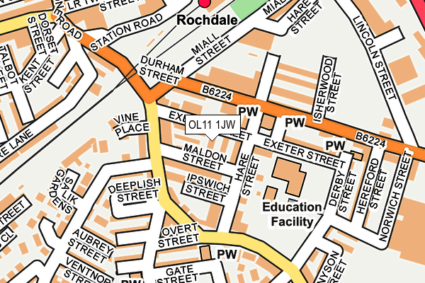 OL11 1JW map - OS OpenMap – Local (Ordnance Survey) OL11 1JW map - OS OpenMap – Local (Ordnance Survey)