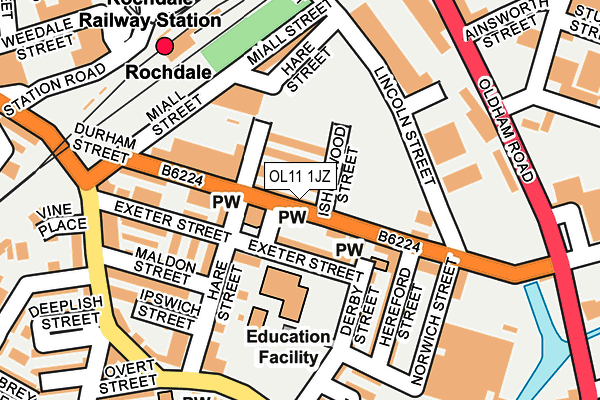 OL11 1JZ map - OS OpenMap – Local (Ordnance Survey) OL11 1JZ map - OS OpenMap – Local (Ordnance Survey)