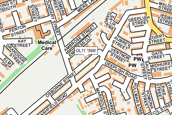 OL11 1NW map - OS OpenMap – Local (Ordnance Survey) OL11 1NW map - OS OpenMap – Local (Ordnance Survey)