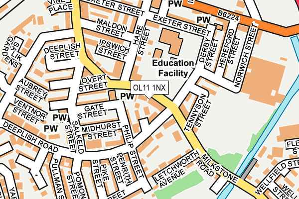 OL11 1NX map - OS OpenMap – Local (Ordnance Survey) OL11 1NX map - OS OpenMap – Local (Ordnance Survey)