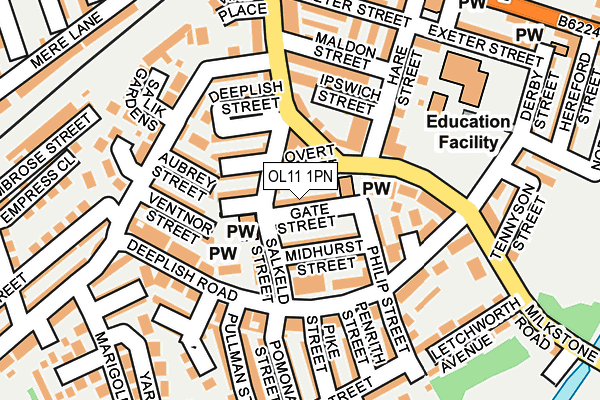 OL11 1PN map - OS OpenMap – Local (Ordnance Survey) OL11 1PN map - OS OpenMap – Local (Ordnance Survey)