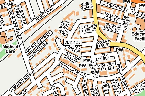 OL11 1QB map - OS OpenMap – Local (Ordnance Survey) OL11 1QB map - OS OpenMap – Local (Ordnance Survey)