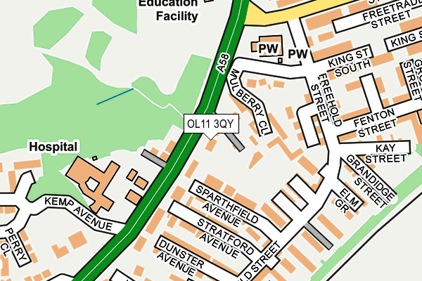 OL11 3QY map - OS OpenMap – Local (Ordnance Survey) OL11 3QY map - OS OpenMap – Local (Ordnance Survey)