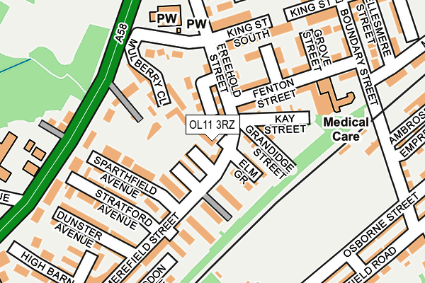 OL11 3RZ map - OS OpenMap – Local (Ordnance Survey)