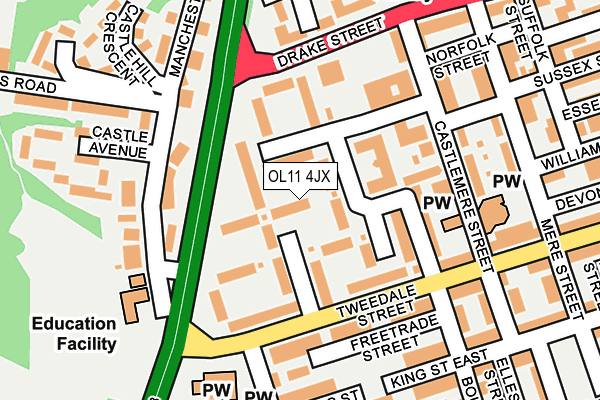 OL11 4JX map - OS OpenMap – Local (Ordnance Survey) OL11 4JX map - OS OpenMap – Local (Ordnance Survey)