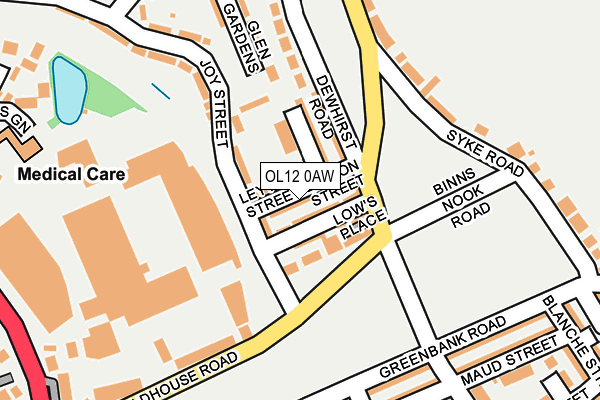 OL12 0AW map - OS OpenMap – Local (Ordnance Survey) OL12 0AW map - OS OpenMap – Local (Ordnance Survey)