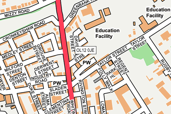 OL12 0JE map - OS OpenMap – Local (Ordnance Survey) OL12 0JE map - OS OpenMap – Local (Ordnance Survey)