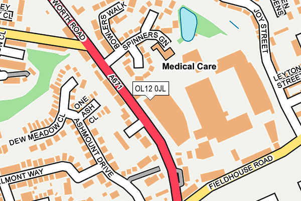 OL12 0JL map - OS OpenMap – Local (Ordnance Survey)