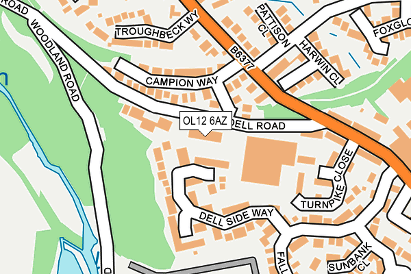 OL12 6AZ map - OS OpenMap – Local (Ordnance Survey) OL12 6AZ map - OS OpenMap – Local (Ordnance Survey)