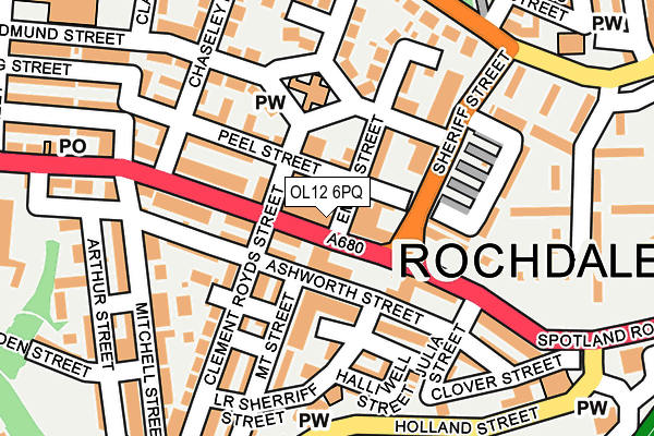 OL12 6PQ map - OS OpenMap – Local (Ordnance Survey)