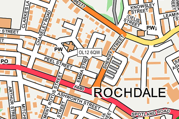 OL12 6QW map - OS OpenMap – Local (Ordnance Survey)