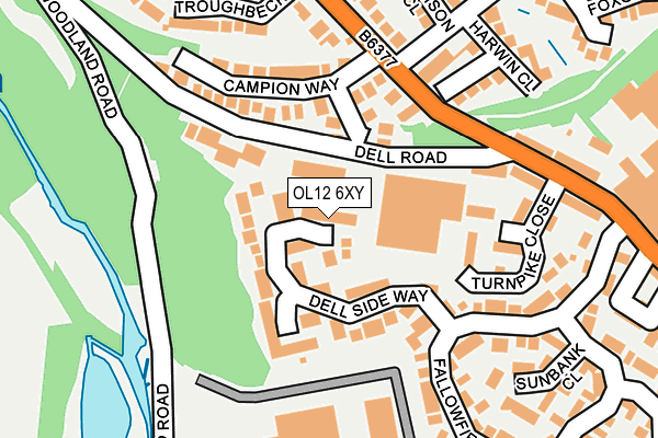 OL12 6XY map - OS OpenMap – Local (Ordnance Survey) OL12 6XY map - OS OpenMap – Local (Ordnance Survey)