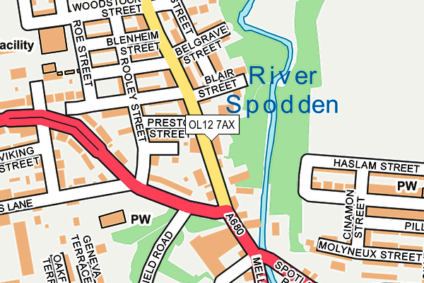 OL12 7AX map - OS OpenMap – Local (Ordnance Survey) OL12 7AX map - OS OpenMap – Local (Ordnance Survey)