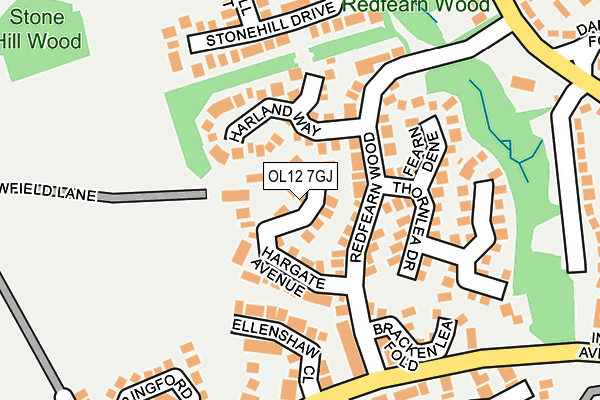 OL12 7GJ map - OS OpenMap – Local (Ordnance Survey)