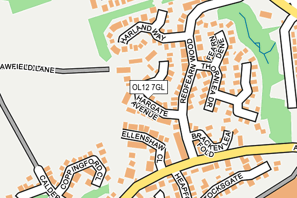 OL12 7GL map - OS OpenMap – Local (Ordnance Survey) OL12 7GL map - OS OpenMap – Local (Ordnance Survey)