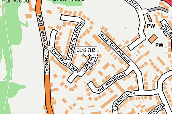 OL12 7HZ map - OS OpenMap – Local (Ordnance Survey) OL12 7HZ map - OS OpenMap – Local (Ordnance Survey)