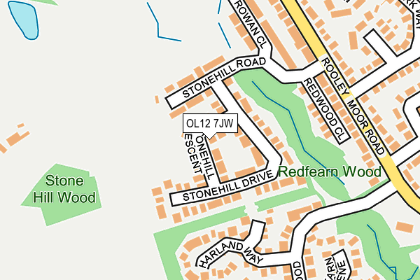 OL12 7JW map - OS OpenMap – Local (Ordnance Survey) OL12 7JW map - OS OpenMap – Local (Ordnance Survey)