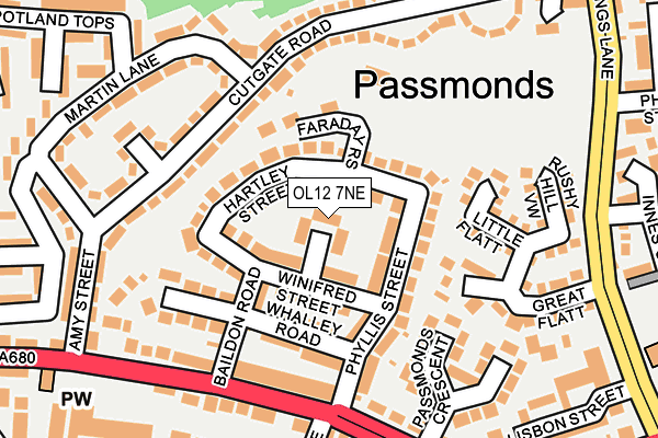 OL12 7NE map - OS OpenMap – Local (Ordnance Survey) OL12 7NE map - OS OpenMap – Local (Ordnance Survey)
