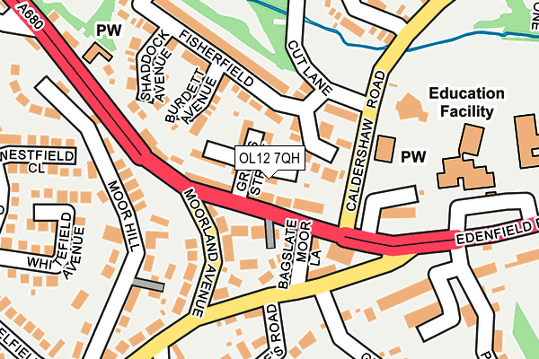 OL12 7QH map - OS OpenMap – Local (Ordnance Survey) OL12 7QH map - OS OpenMap – Local (Ordnance Survey)