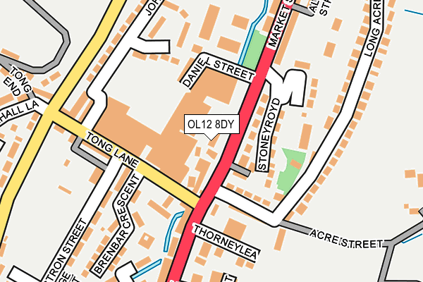 OL12 8DY map - OS OpenMap – Local (Ordnance Survey) OL12 8DY map - OS OpenMap – Local (Ordnance Survey)