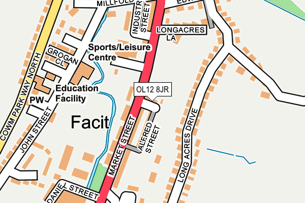 OL12 8JR map - OS OpenMap – Local (Ordnance Survey) OL12 8JR map - OS OpenMap – Local (Ordnance Survey)