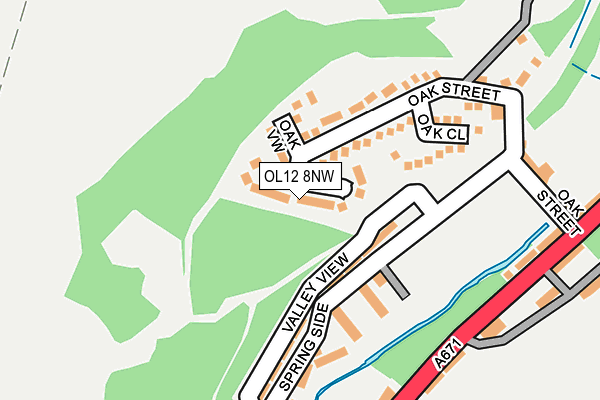 OL12 8NW map - OS OpenMap – Local (Ordnance Survey) OL12 8NW map - OS OpenMap – Local (Ordnance Survey)