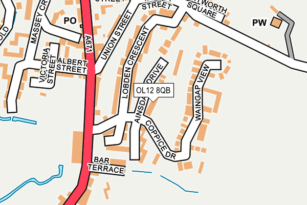 OL12 8QB map - OS OpenMap – Local (Ordnance Survey) OL12 8QB map - OS OpenMap – Local (Ordnance Survey)
