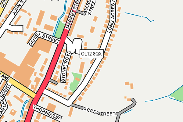 OL12 8QX map - OS OpenMap – Local (Ordnance Survey) OL12 8QX map - OS OpenMap – Local (Ordnance Survey)