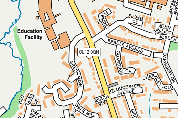 OL12 9QN map - OS OpenMap – Local (Ordnance Survey) OL12 9QN map - OS OpenMap – Local (Ordnance Survey)