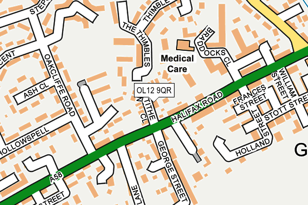 OL12 9QR map - OS OpenMap – Local (Ordnance Survey) OL12 9QR map - OS OpenMap – Local (Ordnance Survey)