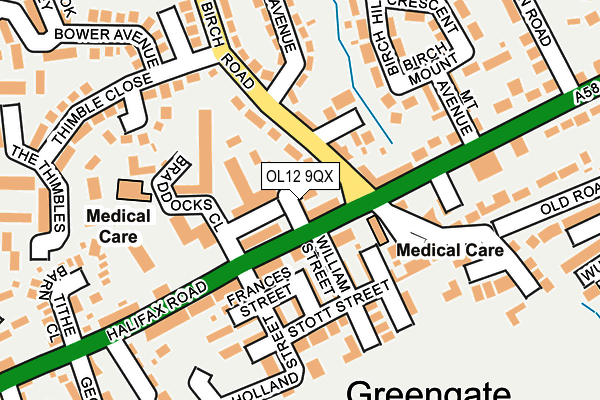 OL12 9QX map - OS OpenMap – Local (Ordnance Survey) OL12 9QX map - OS OpenMap – Local (Ordnance Survey)