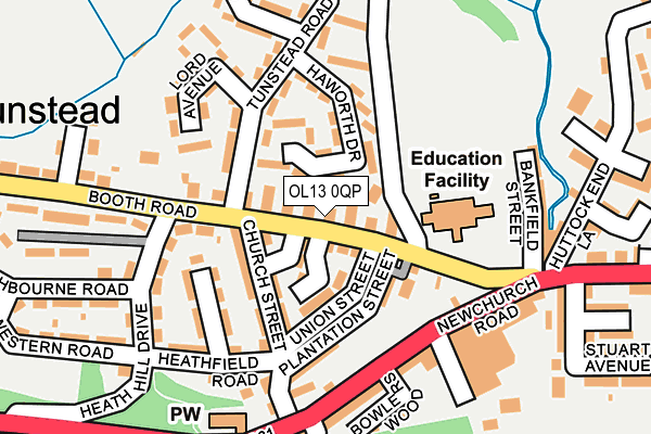 OL13 0QP map - OS OpenMap – Local (Ordnance Survey) OL13 0QP map - OS OpenMap – Local (Ordnance Survey)