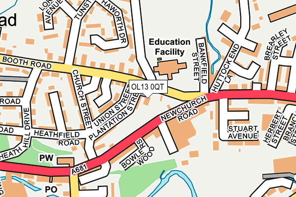 OL13 0QT map - OS OpenMap – Local (Ordnance Survey) OL13 0QT map - OS OpenMap – Local (Ordnance Survey)