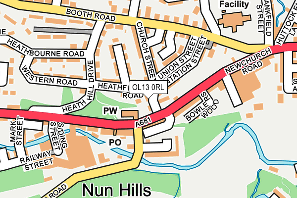 OL13 0RL map - OS OpenMap – Local (Ordnance Survey) OL13 0RL map - OS OpenMap – Local (Ordnance Survey)