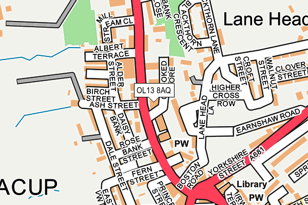 OL13 8AQ map - OS OpenMap – Local (Ordnance Survey) OL13 8AQ map - OS OpenMap – Local (Ordnance Survey)