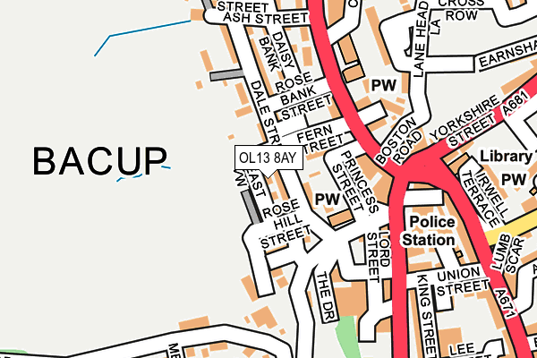 OL13 8AY map - OS OpenMap – Local (Ordnance Survey) OL13 8AY map - OS OpenMap – Local (Ordnance Survey)