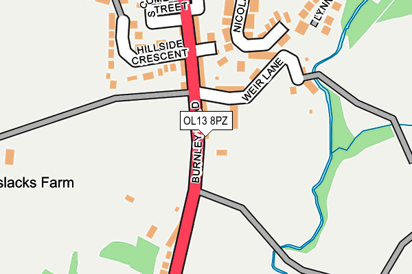 OL13 8PZ map - OS OpenMap – Local (Ordnance Survey)