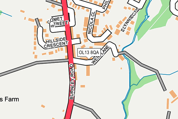 OL13 8QA map - OS OpenMap – Local (Ordnance Survey) OL13 8QA map - OS OpenMap – Local (Ordnance Survey)