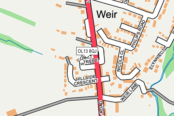 OL13 8QJ map - OS OpenMap – Local (Ordnance Survey)