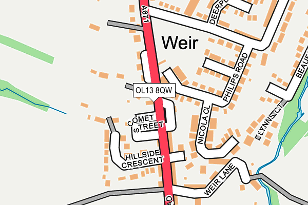 OL13 8QW map - OS OpenMap – Local (Ordnance Survey) OL13 8QW map - OS OpenMap – Local (Ordnance Survey)