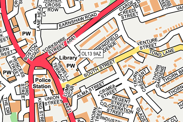 OL13 9AZ map - OS OpenMap – Local (Ordnance Survey) OL13 9AZ map - OS OpenMap – Local (Ordnance Survey)
