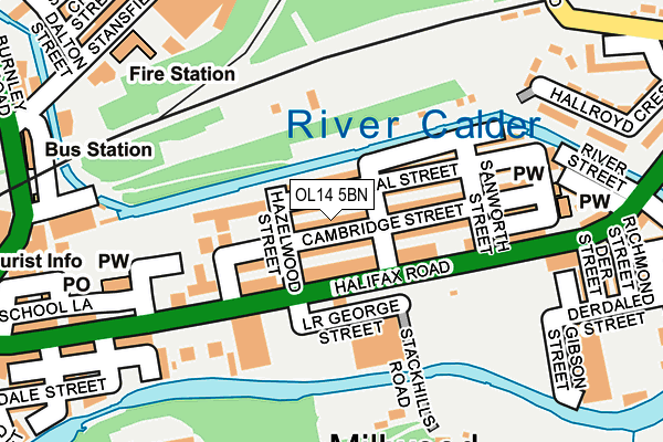OL14 5BN map - OS OpenMap – Local (Ordnance Survey) OL14 5BN map - OS OpenMap – Local (Ordnance Survey)