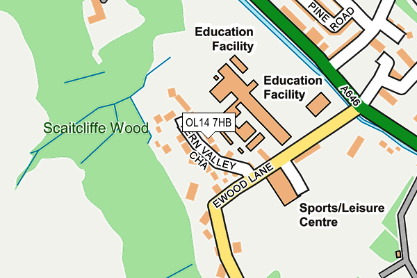 OL14 7HB map - OS OpenMap – Local (Ordnance Survey)